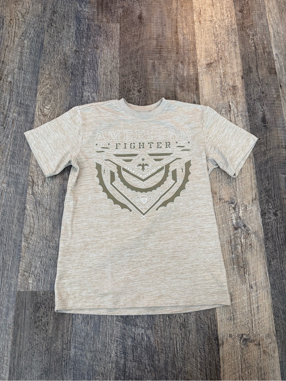 American Fighter Youth T Shirt Large Gray Graphic Logo Tee Boys
